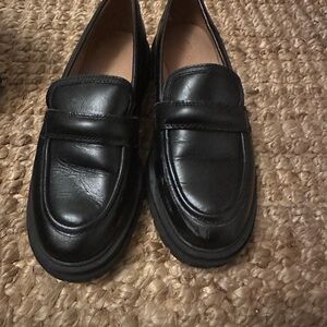 Madewell Black Leather Lug-Sole Loafers